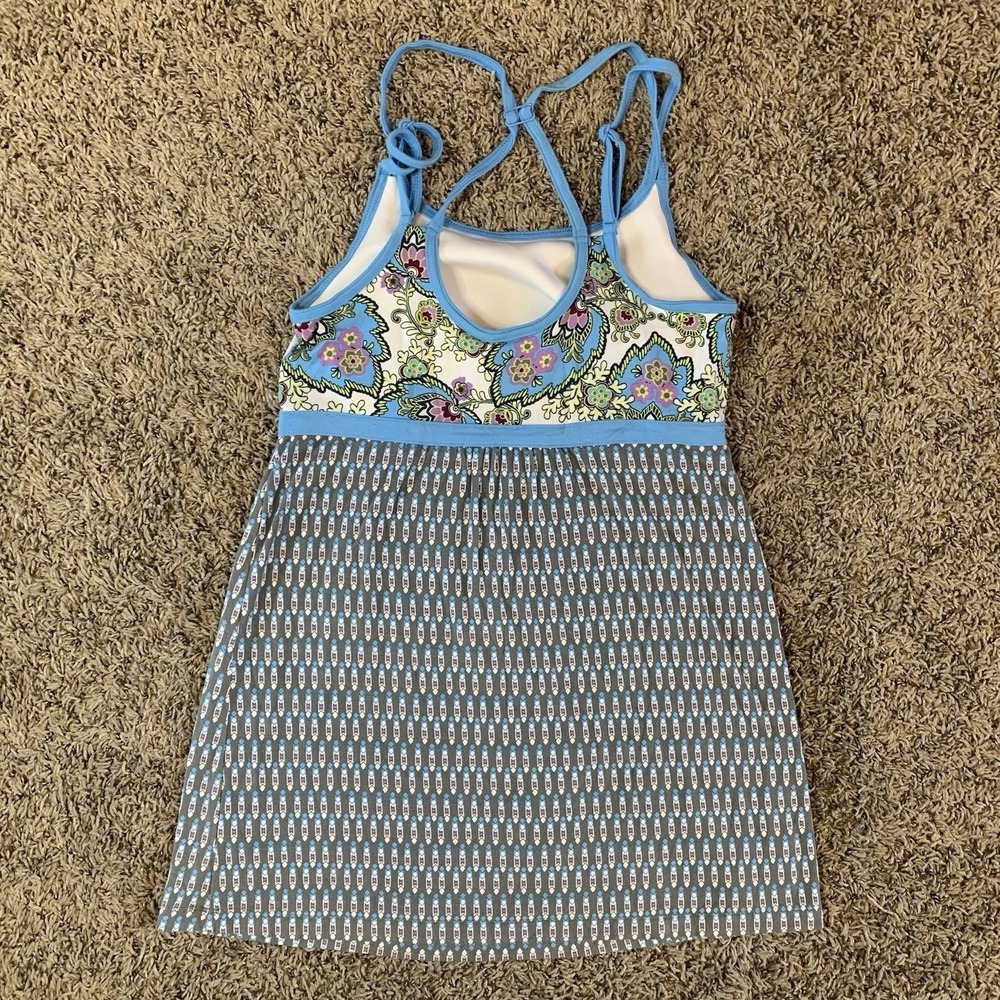 Athleta Bolinas Cami Tunic Womens Small Blue Paisley Athleisure 306011 - Picture 2 of 7